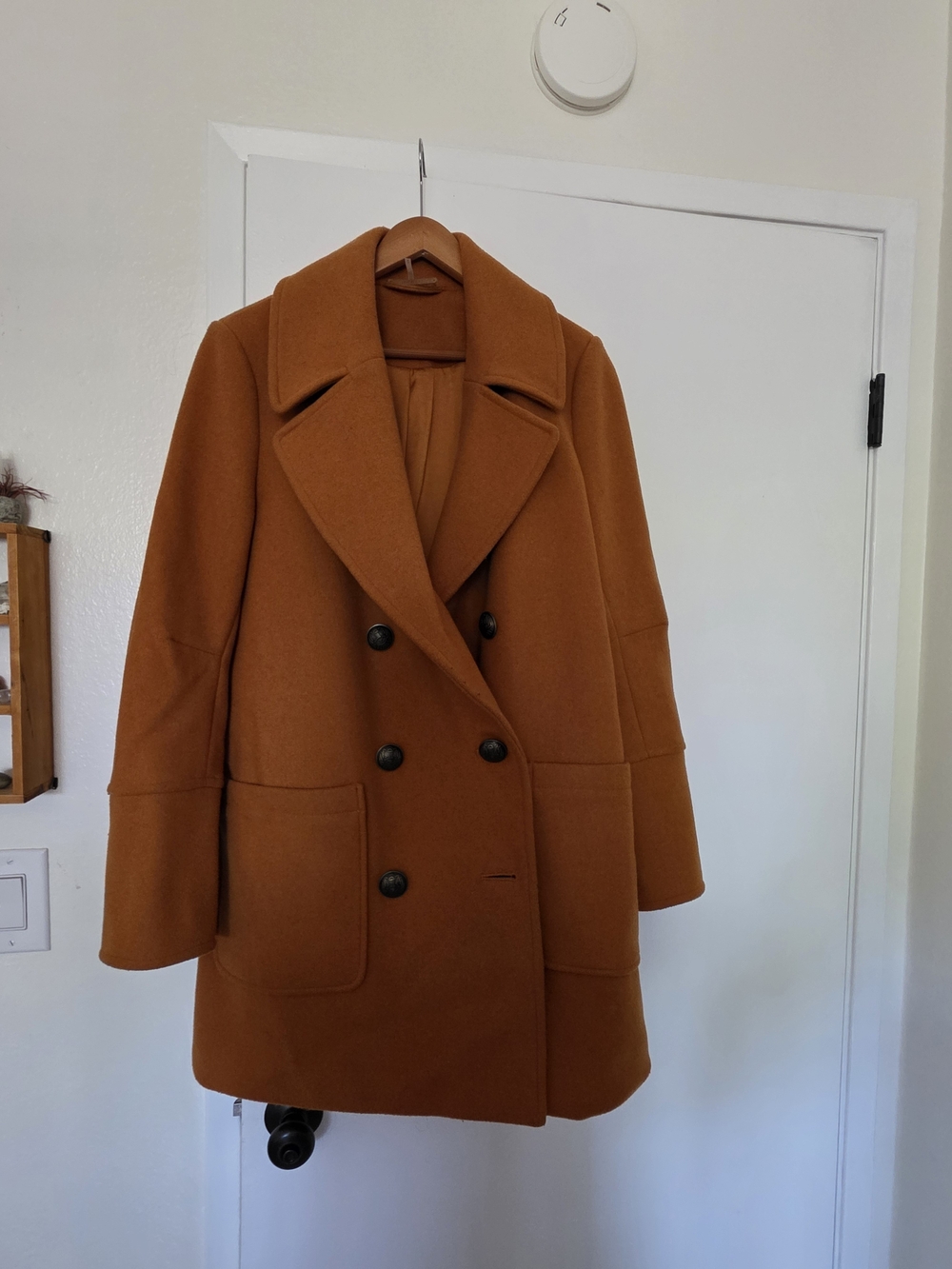 Free People Classic Double-Breasted Women's Pea Coat in Rust
